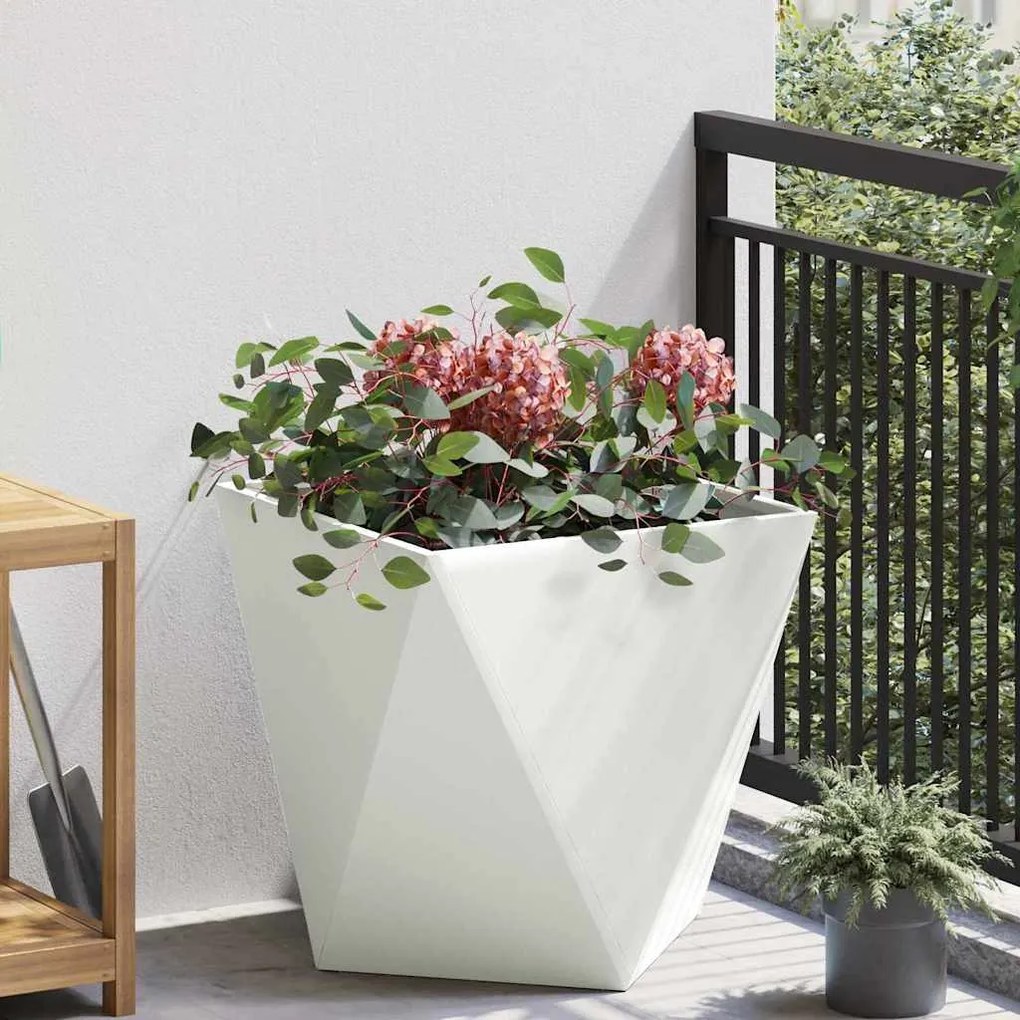 vidaXL Floreira Branco 50 x 50 x 50 cm Aço