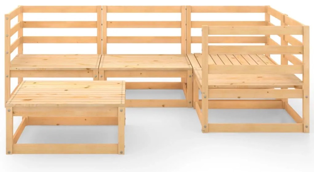 5 pcs conjunto lounge de jardim pinho maciço