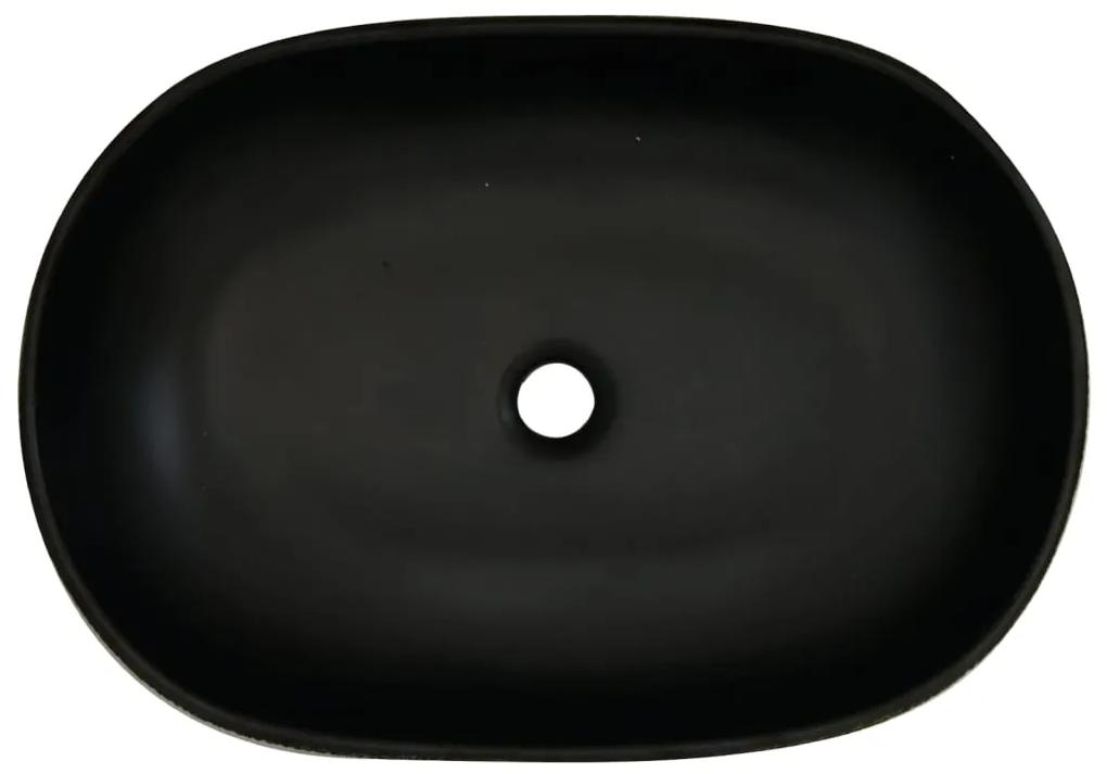 Lavatório de bancada oval 59x40x14 cm cerâmica preto