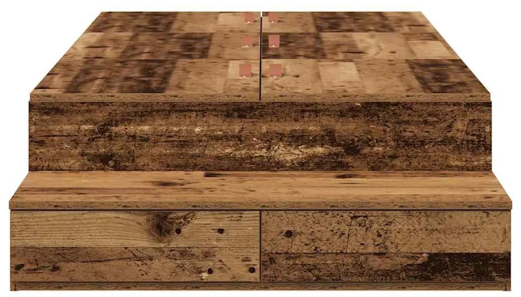 Estrado de cama com arrumação em madeira antiga 100x200 cm