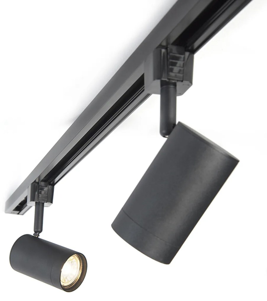 Sistema de iluminação de trilho moderno com 6 focos preto 1-fase 286cm - Iconic Jeana Moderno