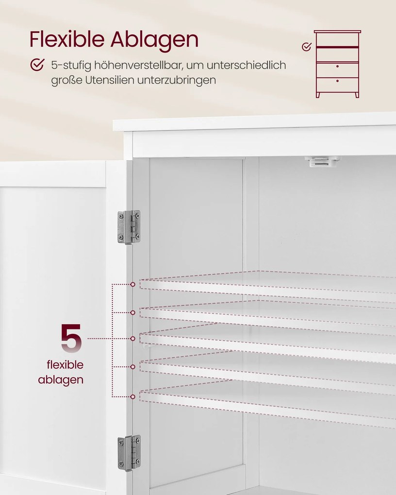 Armário de casa de banho 30 x 60 x 110 cm com 2 portas e 2 gavetas Branco