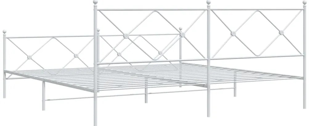 Estrutura de cama com cabeceira e pés 200x200 cm metal branco