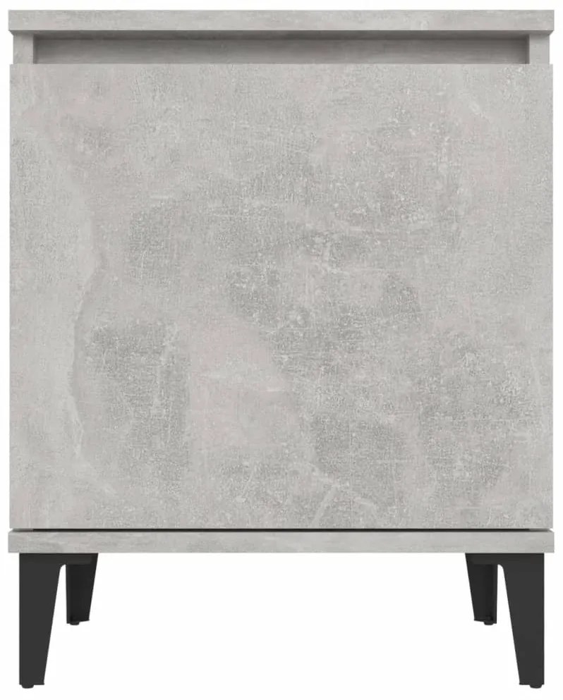 Mesa de cabeceira c/ pernas em metal 40x30x50 cm cinza cimento