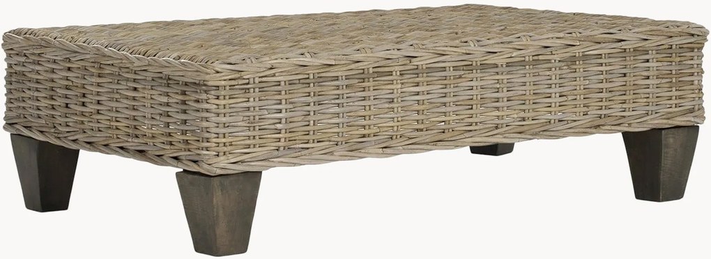 Banco em vime com pernas em madeira de manga Leary