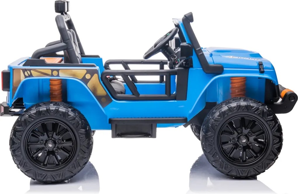 Jipe elétrico para Crianças 24V 4x4 Jeep Monster Rodas de espuma EVA, assento Couro ecológico Azul