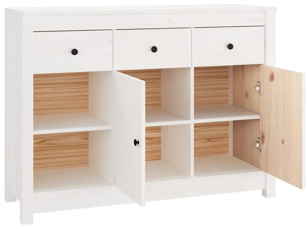 Aparador 100x35x74 cm madeira de pinho maciça branco