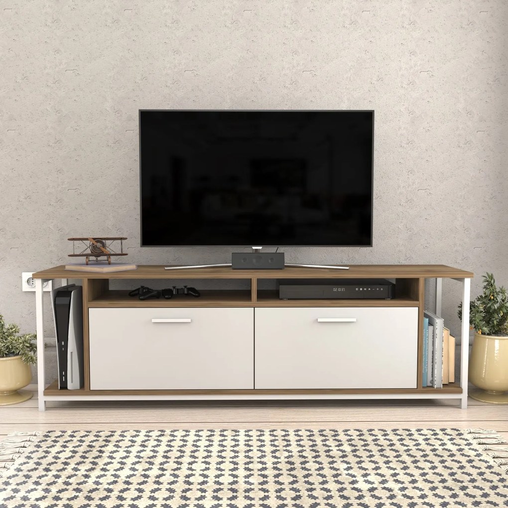 Móvel TV Omar – Branco Nogal – 160 cm