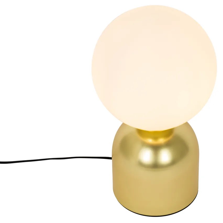 Candeeiro de mesa Hotel Chic dourado com vidro opalino - Pallon Trend Chique de hotel