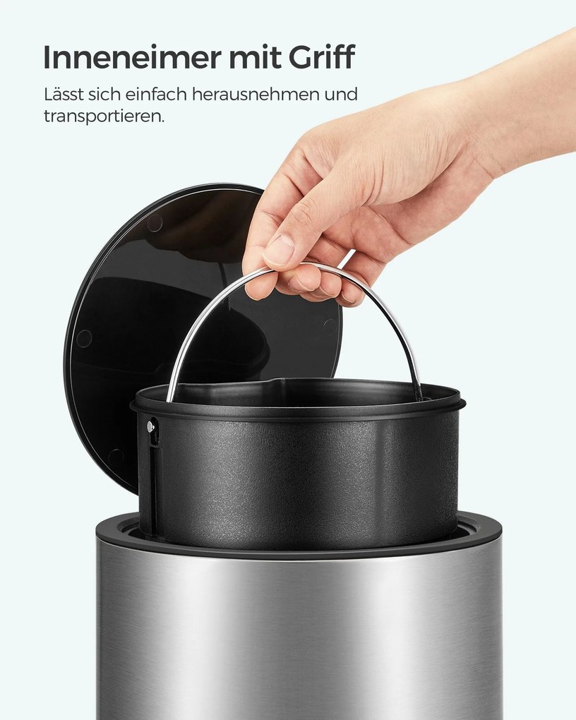 Caixote lixo casa de banho 3 litros com tampa Prateado + preto