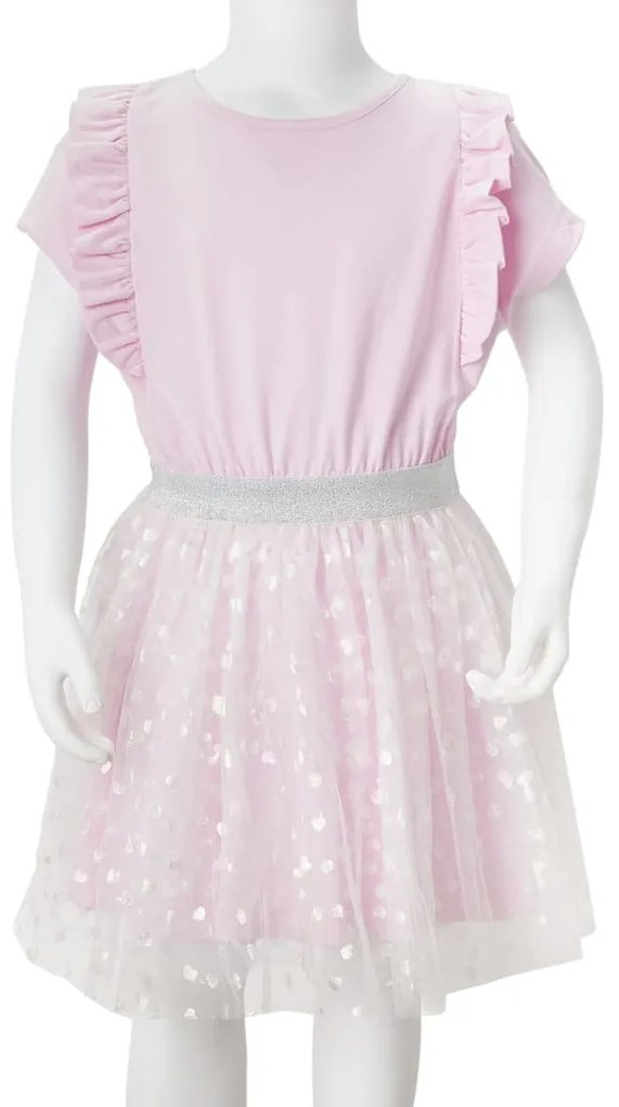 Vestido de criança com folhos rosa-claro 116