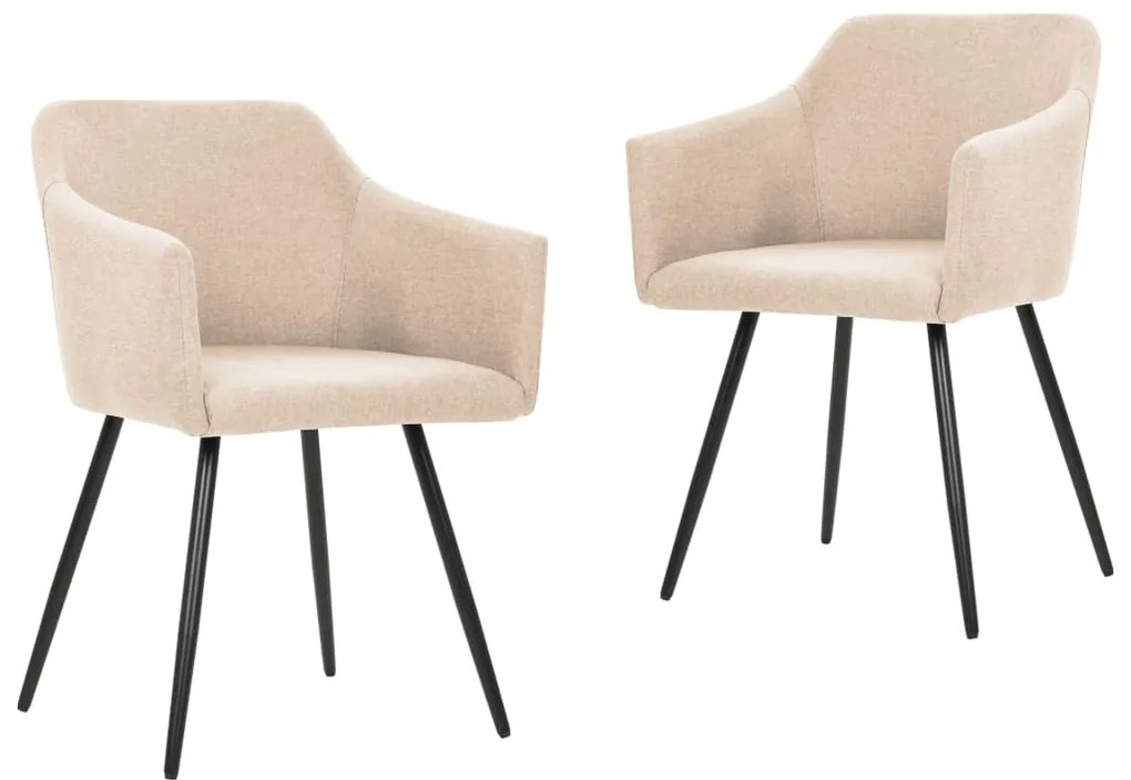 vidaXL Cadeiras de jantar 2 pcs tecido cor creme