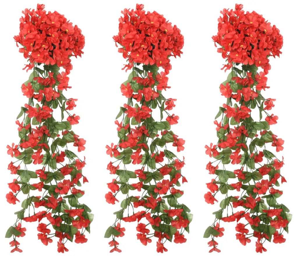 Grinaldas de flores de Natal 3 pcs 85 cm vermelho