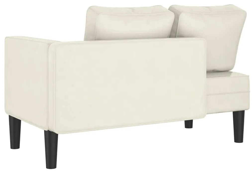 Chaise lounge com almofadões veludo creme