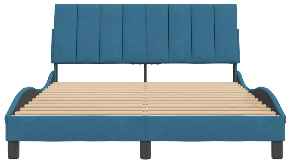 Estrutura de cama c/ cabeceira 120x200 cm veludo azul