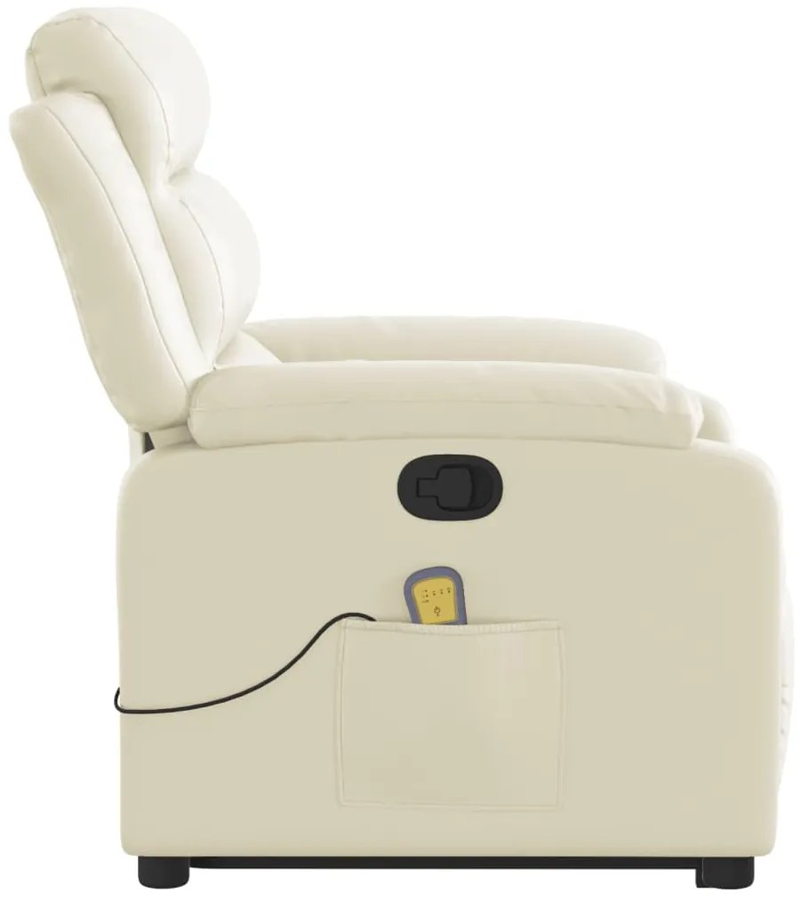 Poltrona reclinável de massagens couro artificial cor creme