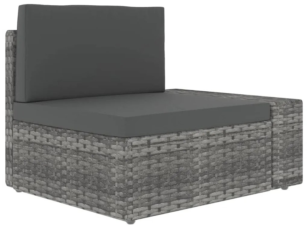 12 pcs conjunto lounge de jardim c/ almofadões vime PE cinzento