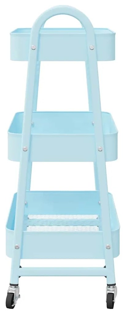 Carrinho de arrumação 3 camadas 42x41,5x77 cm aço azul
