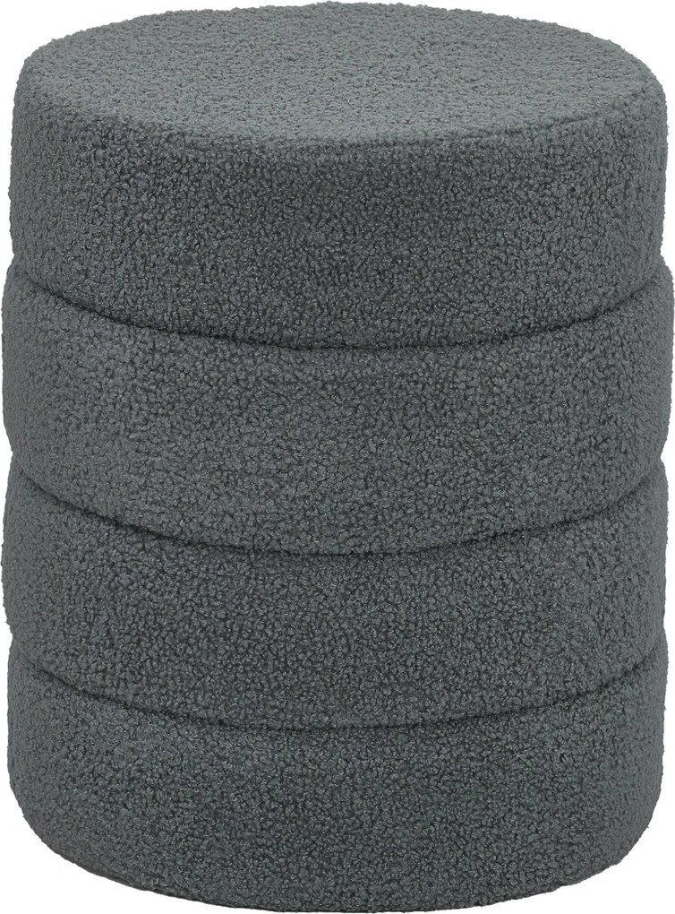 HOMCOM Pufe, redondo, Teddyfleece, até 120 kg, Φ40x45H cm, Cinza escuro | Aosom Portugal