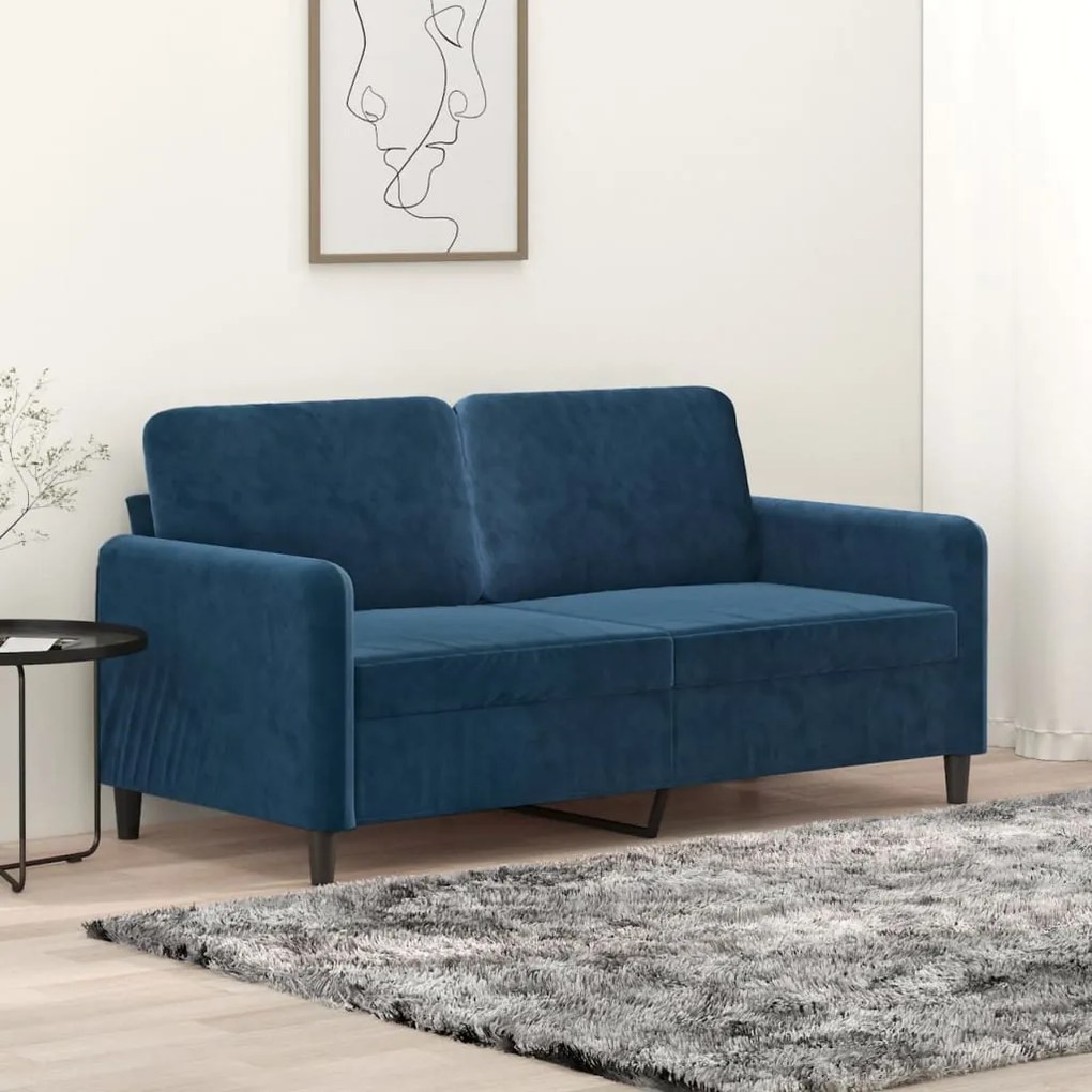 vidaXL Sofá de 2 lugares veludo 140 cm azul