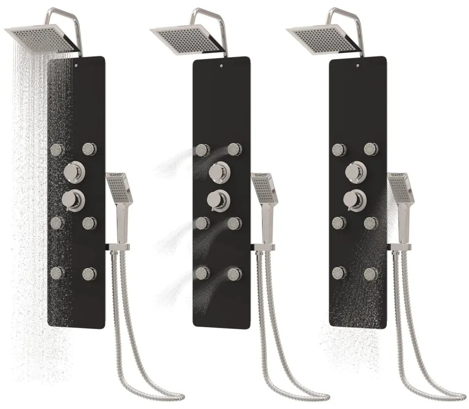 Coluna de duche vidro 25x47,5x130 cm preto
