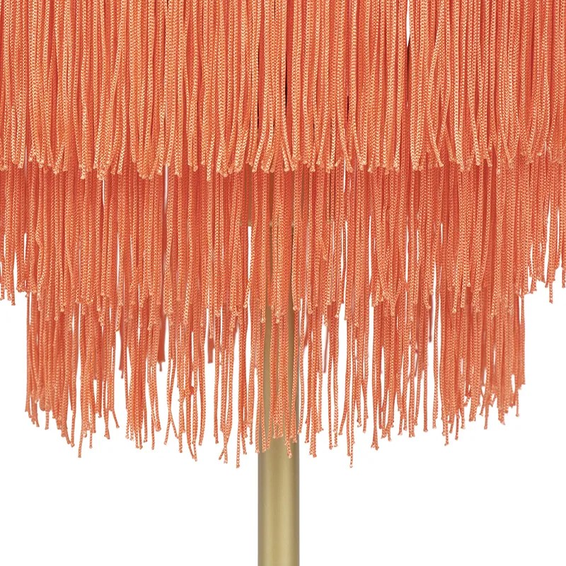 Candeeiro de mesa oriental ouro abajur rosa franjas - FRANXA Oriental
