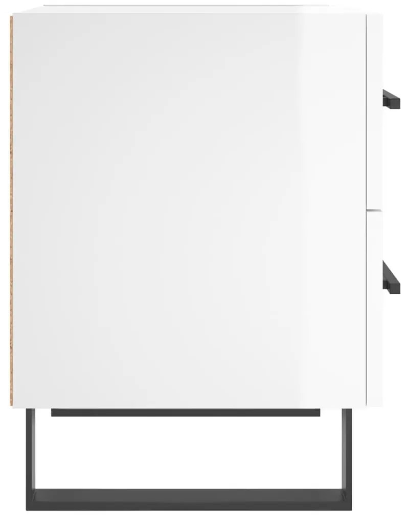 Mesas de cabeceira 2pcs derivados de madeira branco brilhante