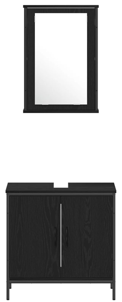 Conjunto de Móveis para Casa de Banho 4 Peças Carvalho Preto Madeira E