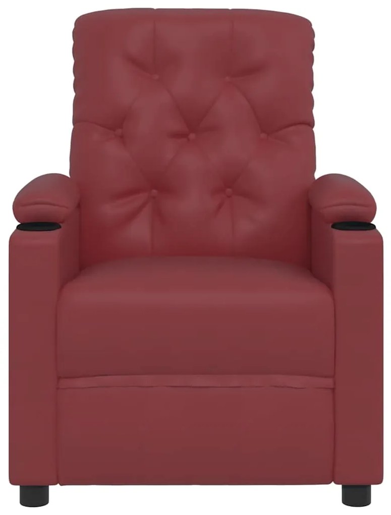 Poltrona massagens elevatória couro artificial vermelho tinto