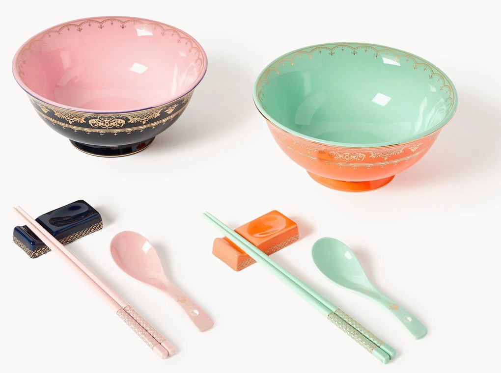 Conjunto de loiça artesanal Asian, 2 pessoas, conjunto de 10