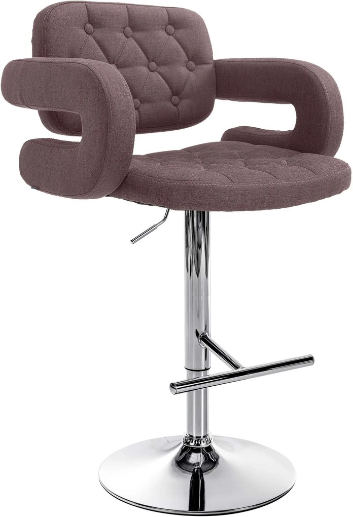 Banco de bar Dublin STOFF C regulável altura 103 - 123 x 63 x 55 cm com revestimento em tecido castanho