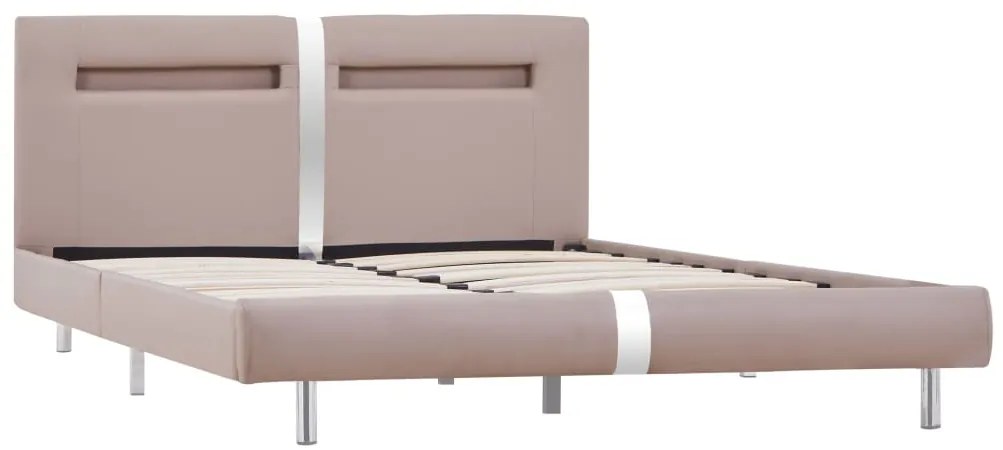 Estrutura de cama c/ LEDs 120x200cm couro artificial cappuccino