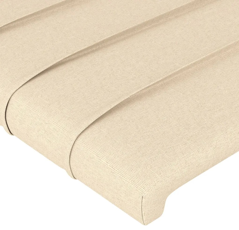 Cabeceira cama c/ luzes LED tecido 203x16x118/128 cm cor creme