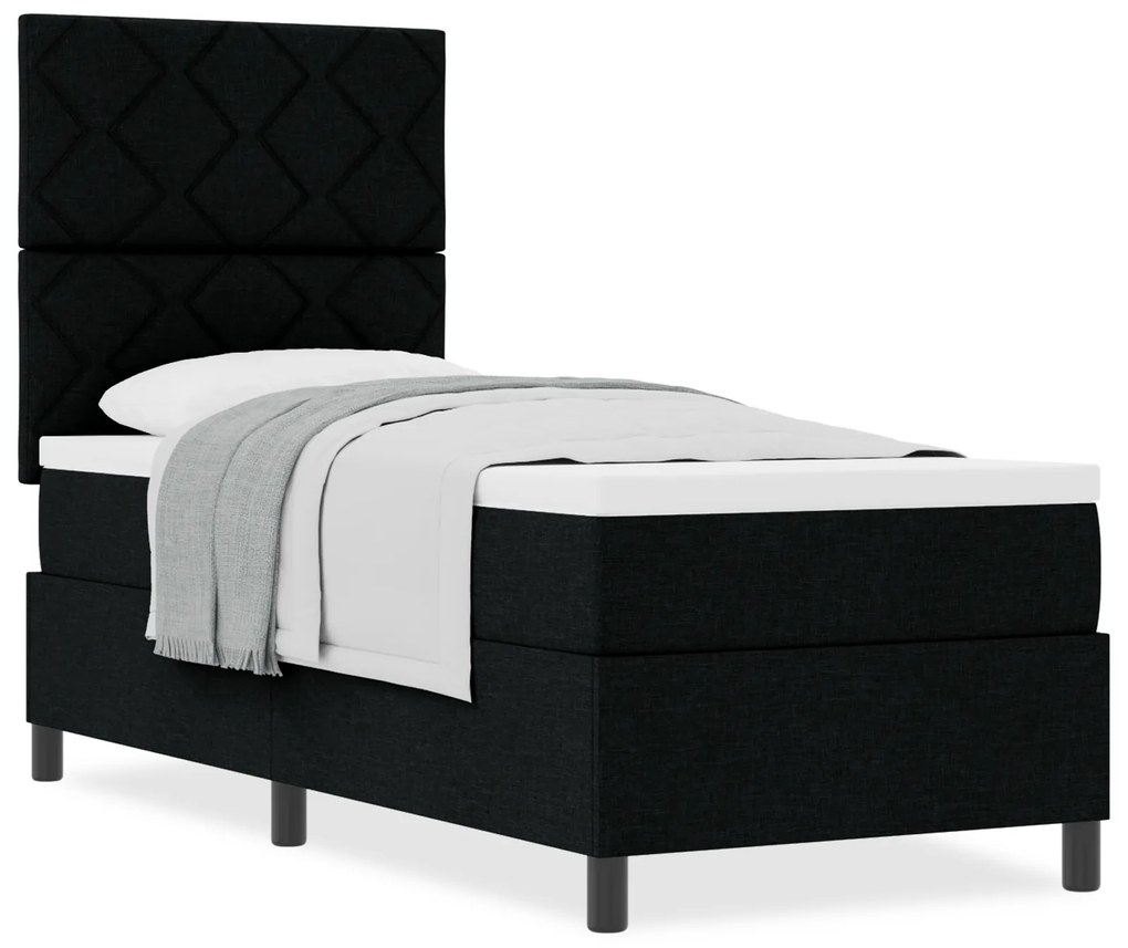 Cama Box com Colchão Preto 80x200 cm Tecido