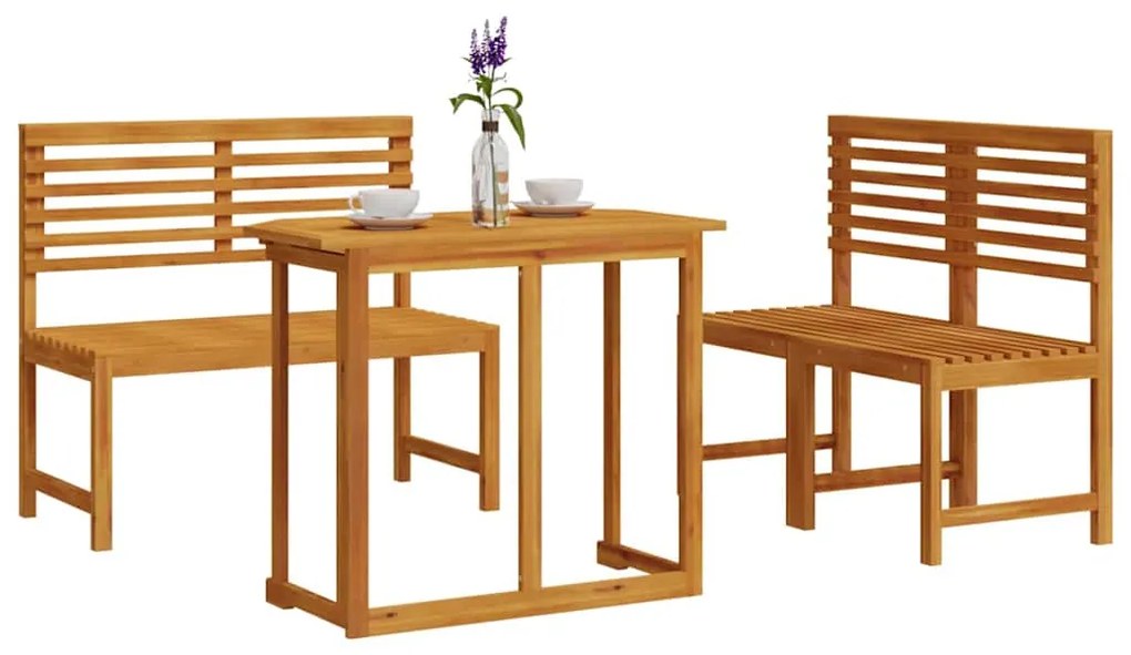 Conjunto de Jantar de Jardim com 4 Peças em Madeira Maciça de Acácia