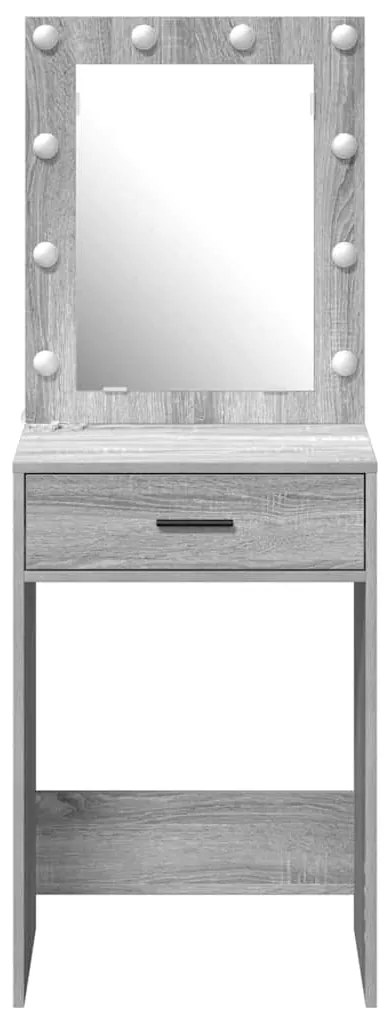 mesa de maquilhagem vidaXL com luzes LED Cinzento Sonoma 50x41x135 cm