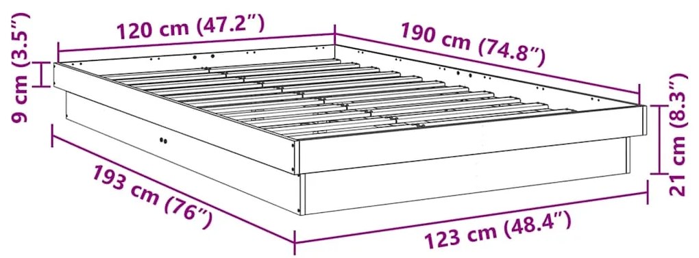 Estrutura de cama sem colchão 120x190 cm Madeira de carvalho