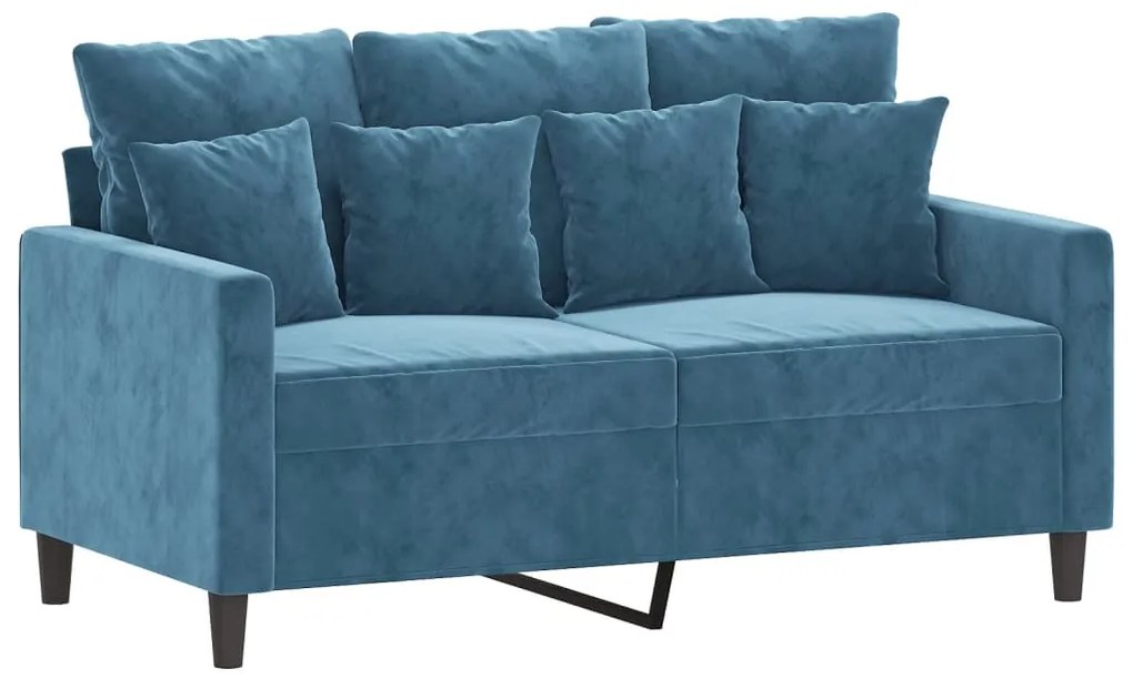 3 pcs conjunto de sofás com almofadões veludo azul