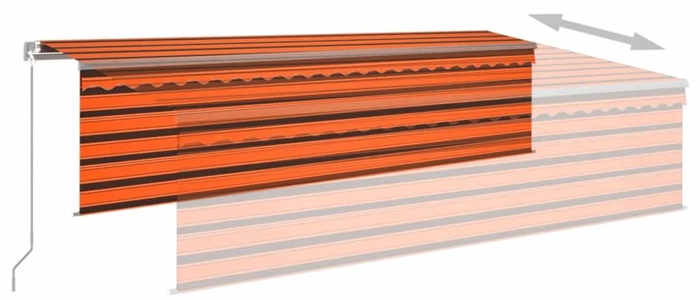 Toldo retrátil manual com estore e LED 5x3 m laranja e castanho