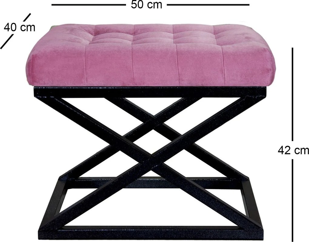 Pouffe Capraz – Preto e Fúcsia – 50x42x40 cm