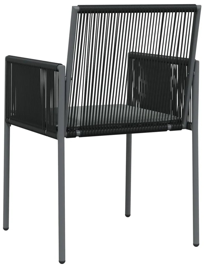 Cadeiras jardim c/ almofadões 2pcs 54x60,5x83,5cm vime PE preto