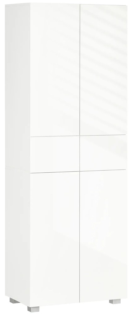 HOMCOM Armário de Cozinha Móvel Auxiliar de Cozinha com 4 Portas 2 Gavetas e Prateleiras Ajustáveis 60x35x170cm Branco