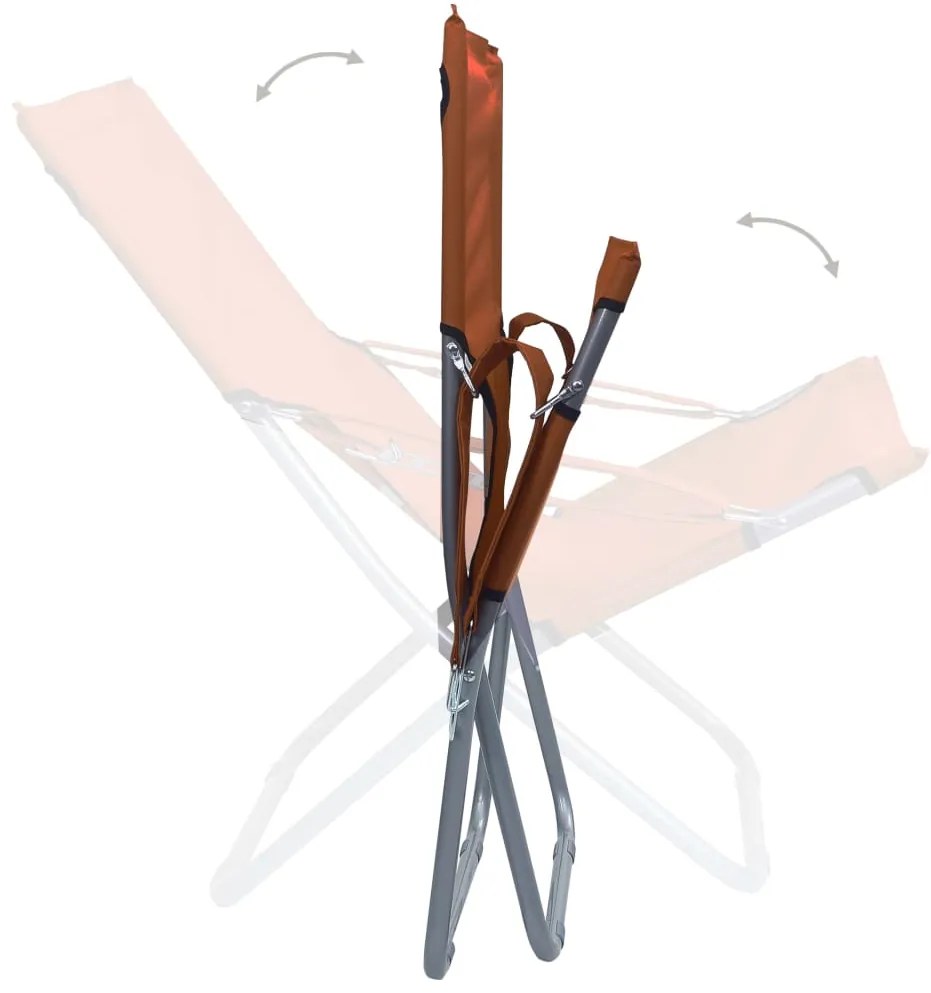 Cadeiras de praia dobráveis 2 pcs tecido castanho