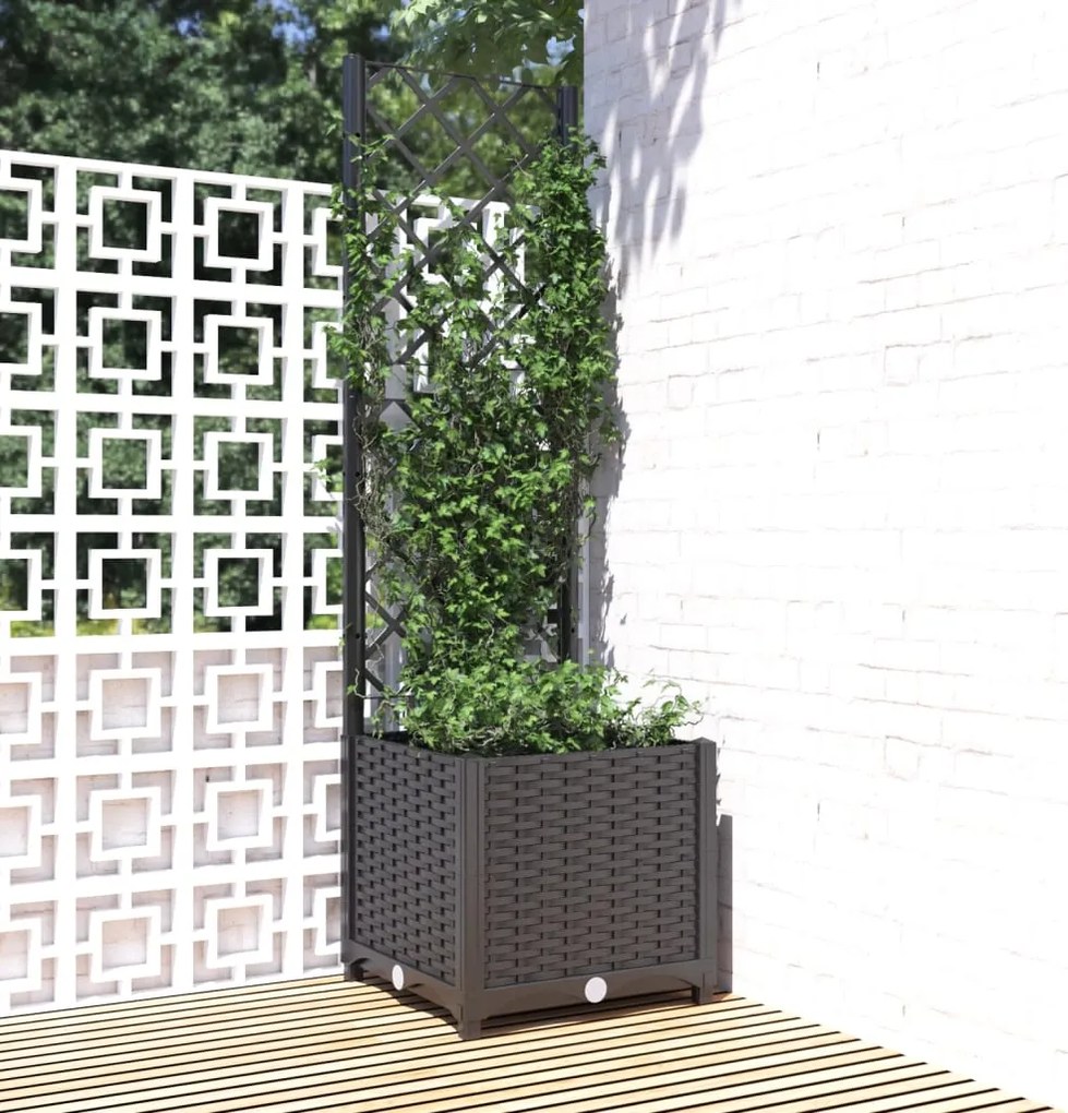 Vaso/floreira jardim c/ treliça 40x40x136 cm PP preto