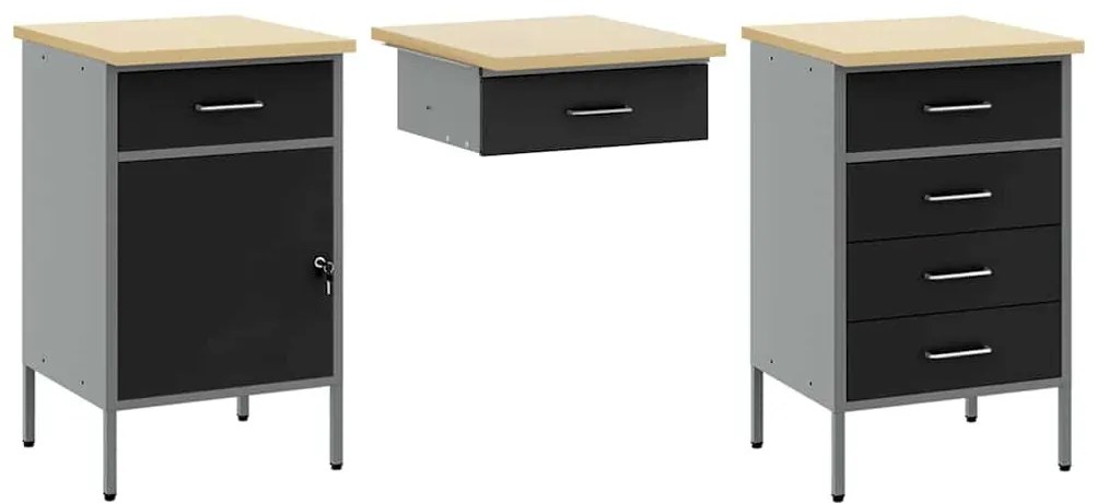 Conjunto de Armário de Trabalho e Painel de Ferramentas vidaXL com 8 P