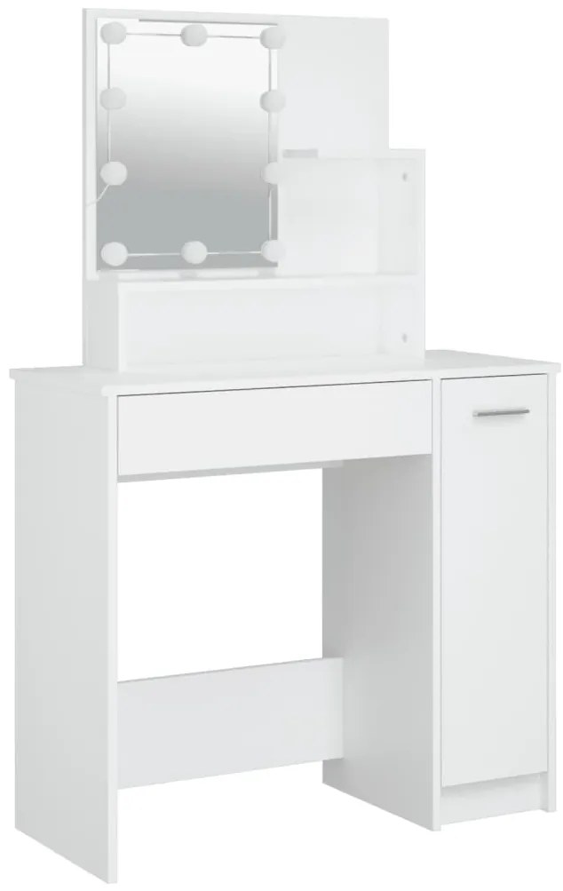 Conjunto toucador c/ LEDs madeira processada branco