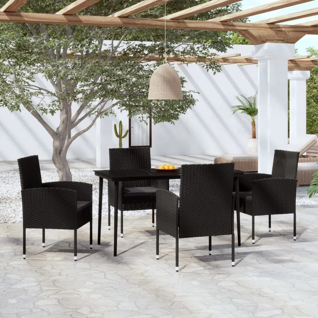 vidaXL 5 pcs Conjunto de jantar para jardim preto