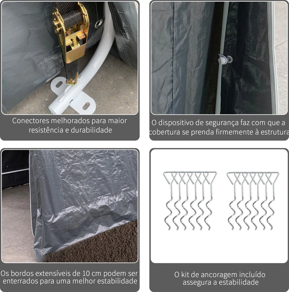 Abrigo Exterior para Jardim Impermeável Modello GrigioFlex – 280x240x2
