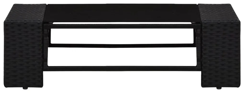 9 pcs conjunto lounge de jardim c/ almofadões vime PE preto