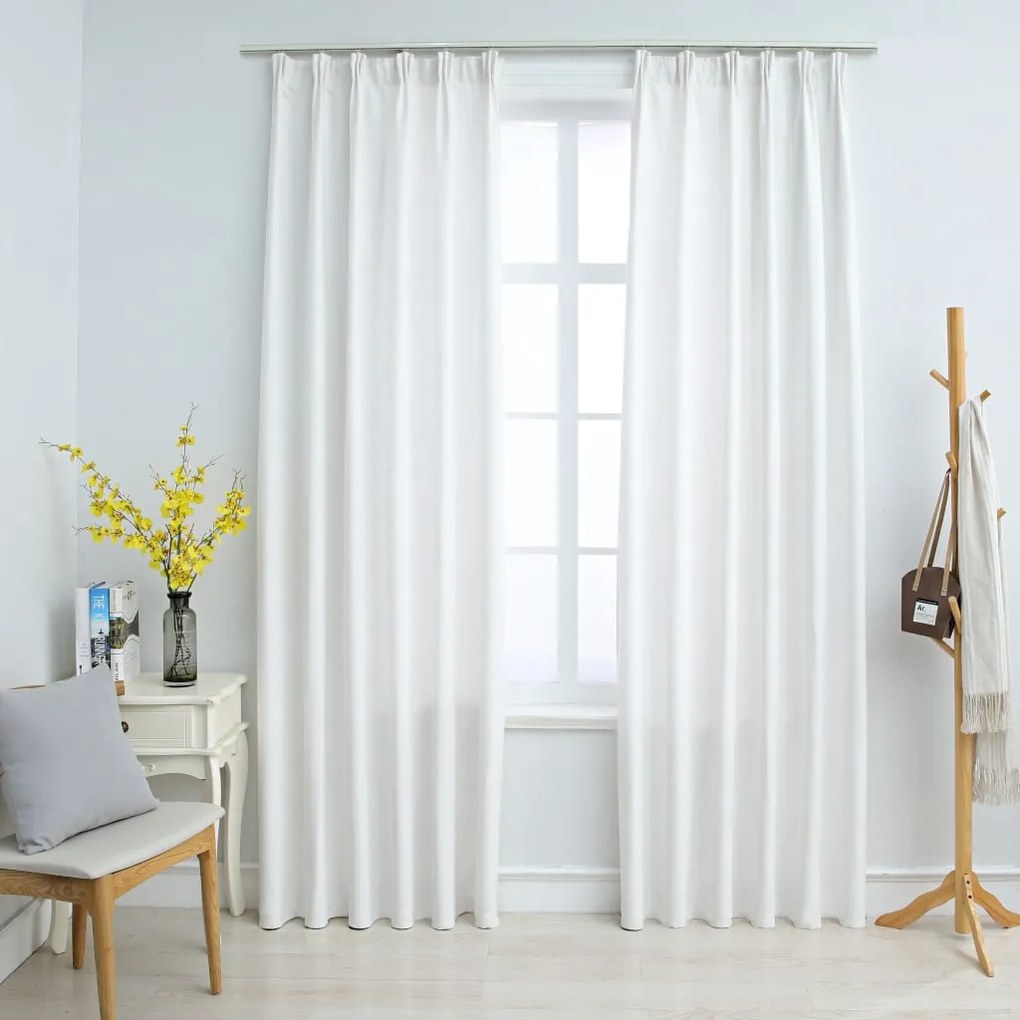 134485 vidaXL Cortinas blackout com ganchos 2 pcs 140x175 cm branco sujo